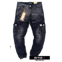 Чёрные,ДЖИНСОВЫЕ брюки ДЖОГГЕРЫ-с накладными карманами, для мальчиков .Размеры 134-164 см..Фирма KE YI QI 