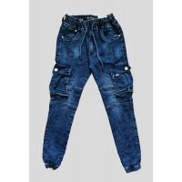 Синие.ДЖИНСОВЫЕ брюки ДЖОГГЕРЫ-с накладными карманами, для мальчиков .Размеры 146-176 см..Фирма KE YI QI 