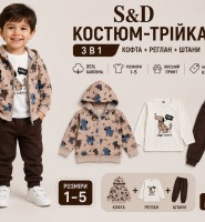  Спортивні трикотажні костюми-95% бавовна, трійки для хлопчиків. Розміри 1-5. Фірма S&D.Угорщина.  