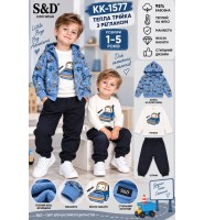 Теплі, трикотажні  костюми на флісі,95% бавовна, трійки для хлопчиків. Розміри 1-5 . Фірма S&D.Угорщина. 