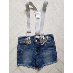 Джинсовые шортики с подтяжками, для девочек, размеры 4-12,фирма HAPPY HOUSE .Польша