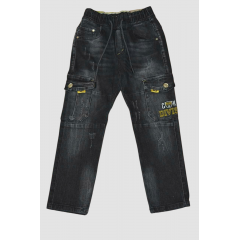 Чёрные,ДЖИНСОВЫЕ брюки с накладными карманами, для мальчиков .Размеры 116-146 см.Фирма KE YI QI