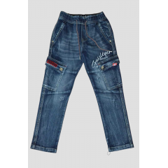ДЖИНСОВЫЕ брюки с накладными карманами, для мальчиков .Размеры 134-164 см.Фирма KE YI QI